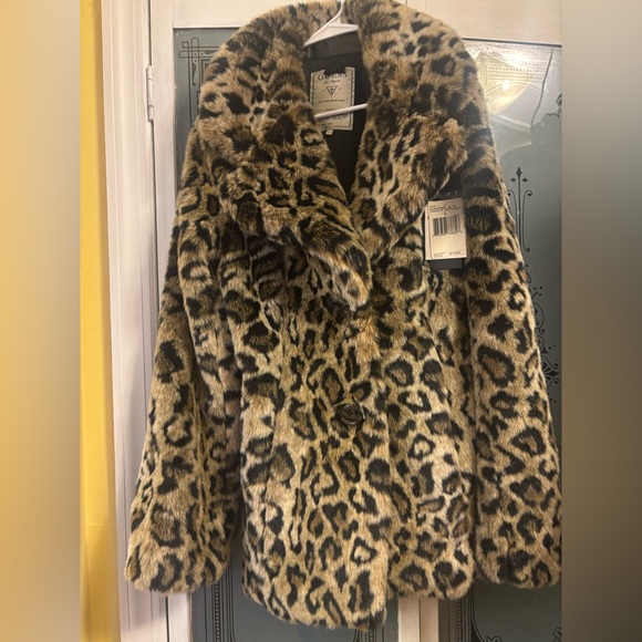 Guess Animal Print Faux Fur Jacket - READ DESCRIPTION - Picture 5 of 6